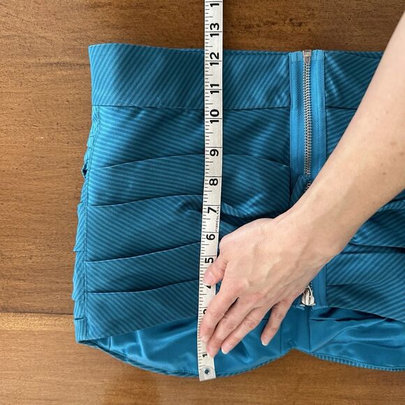 Marc By Marc Jacobs Blue Silk Crop Bustier Corset Top Sz 10 Sweetheart Pleated - Picture 12 of 12